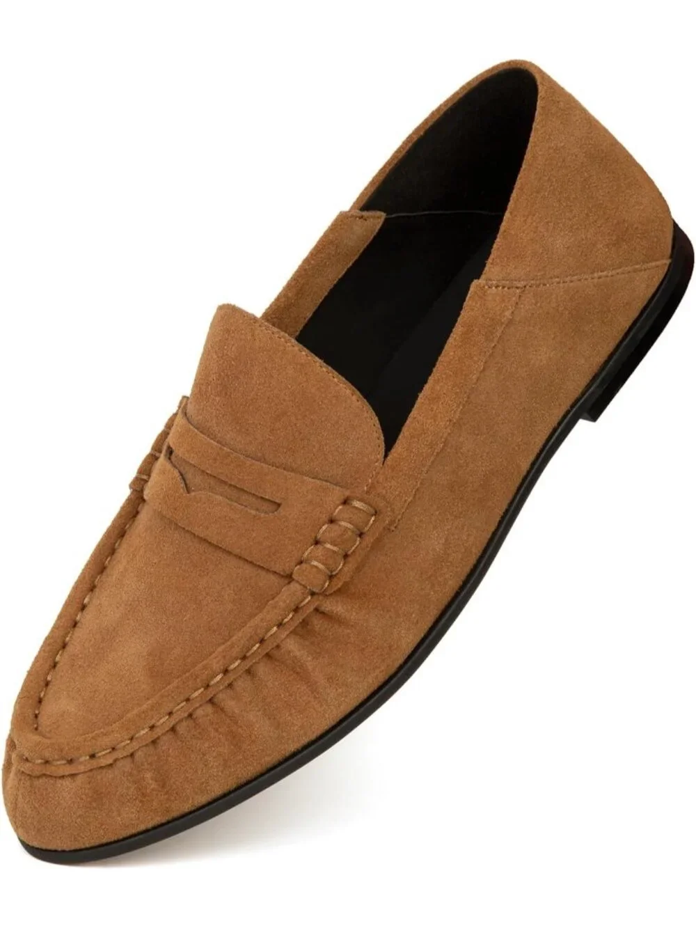 🆕Women's Brown Suede Penny Loafers Flats Shoes Dressy Vintage Work Business
